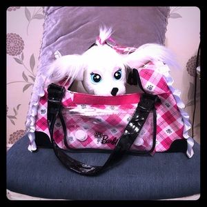 Super cute stuffed Barbie dog in carrying case